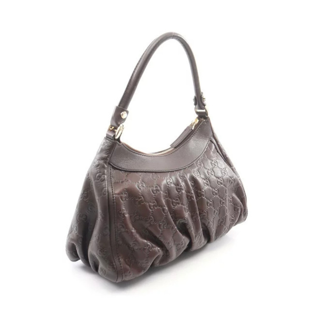 Gucci Brown  Abbey Leather ssima Shoulder Bag Brown